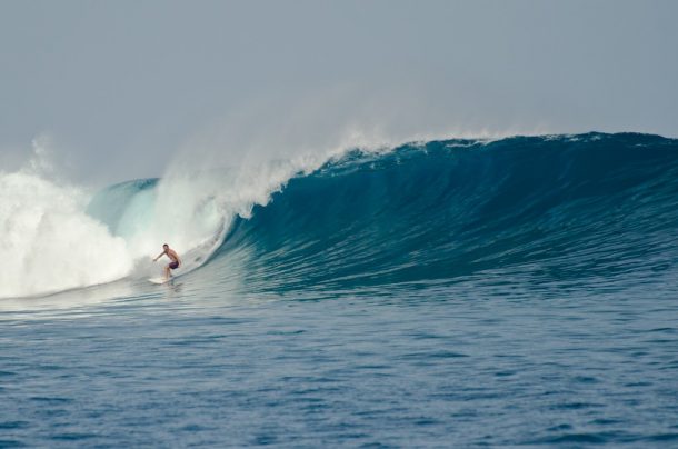 Patagonia Lead Wetsuit Designer Glen Morden in Indo | Photo by Raf Dunn