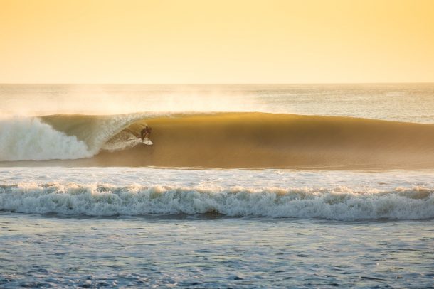 Laird Myers is a young pro from Virginia who makes the trek to Hatteras whenever swells hit. He definitely scored this time | Photo by Ashlon Durham