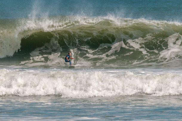 Luke Lopez (Cory's son) is 5 years old and surf's waves most men fear. | Photo by Meatball Lifestyles